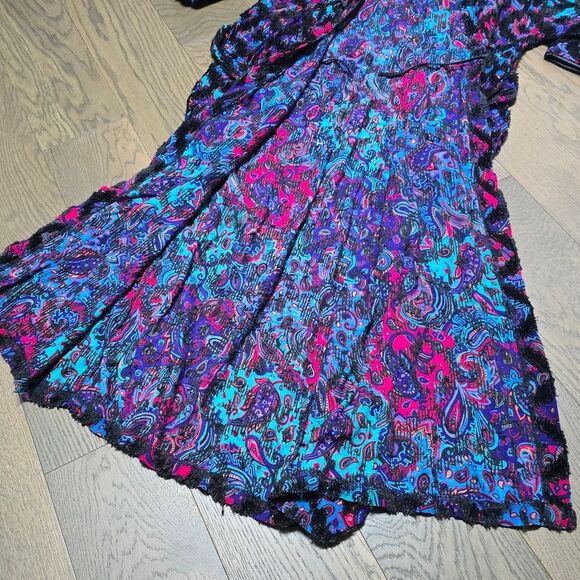 Vintage 50s Stan Herman for Herbcraft Chenille Satin Paisley Art Deco Housecoat - Picture 7 of 10